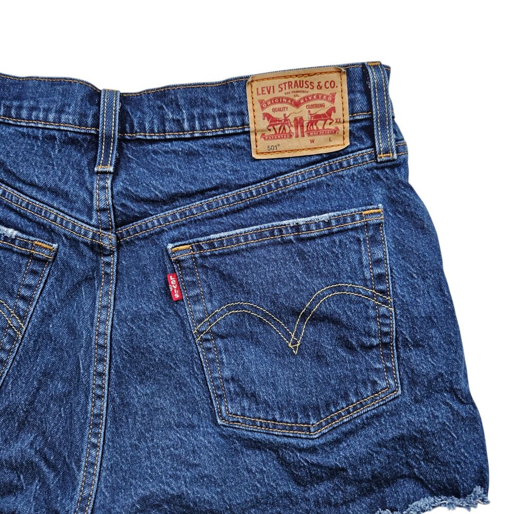 Levis 501 Original Jean Shorts Womens 29 High Rise Distressed Button Fly Denim - Picture 10 of 10